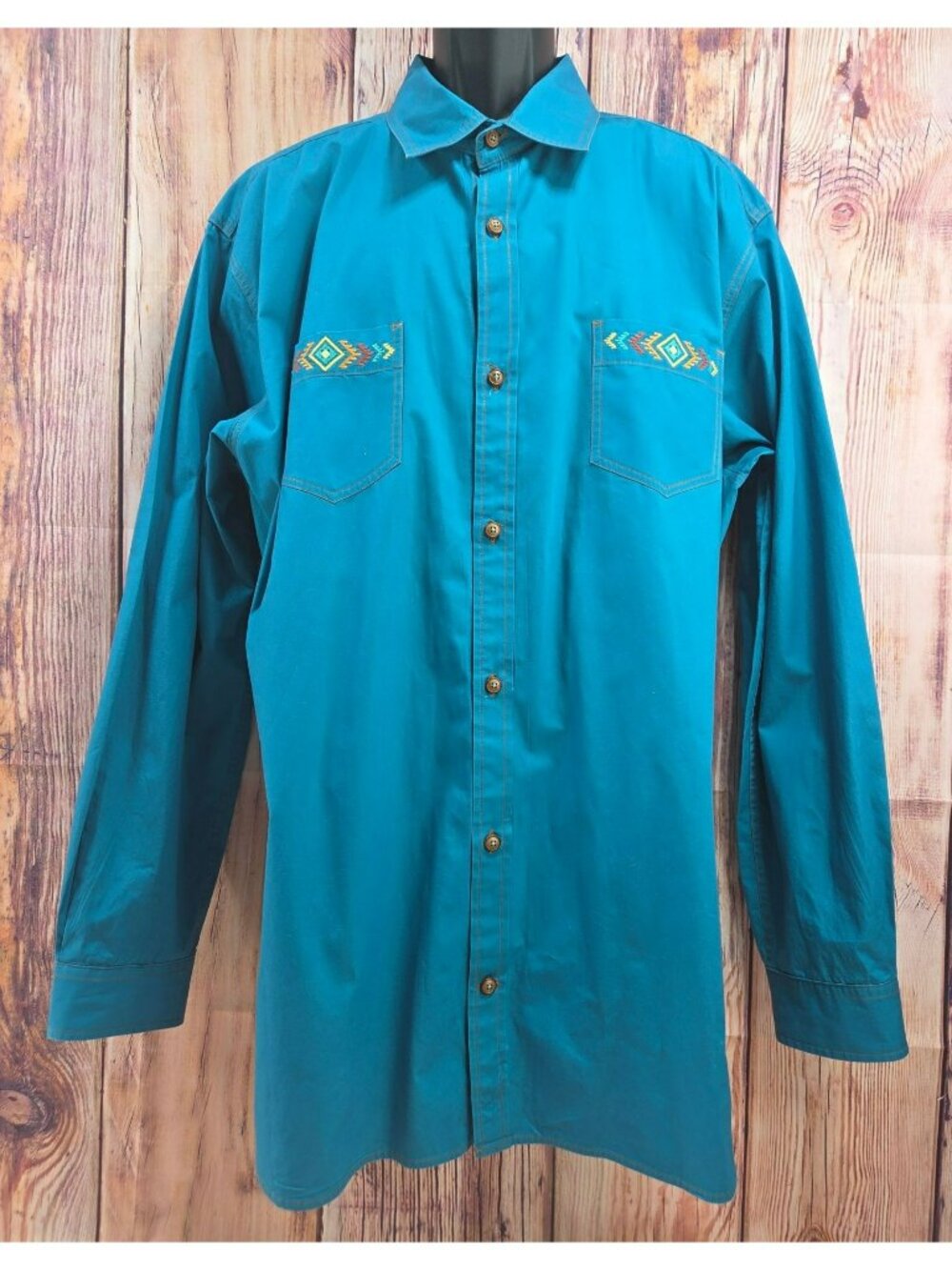 The Territory Ahead Western Long Sleeve Shirt 2XLT Embroidered-Turquoise